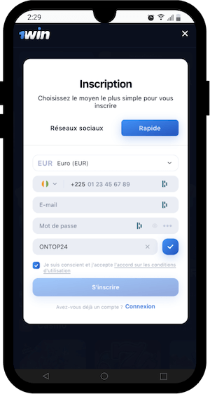 entrer ontop24 comme code promo chez 1win
